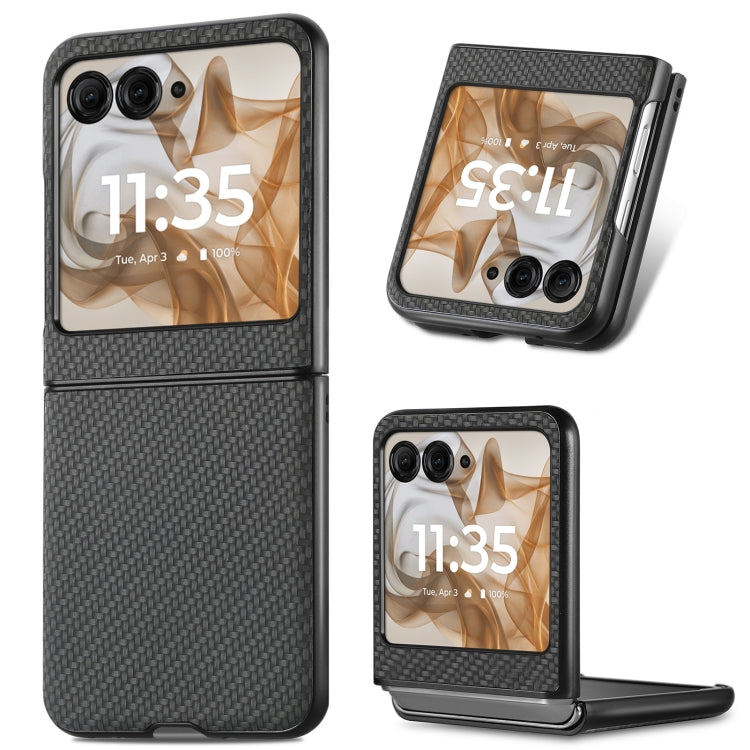 For Motorola Razr 50 Ultra Carbon Fiber Texture Leather Back Phone Case(Black) by buy2fix