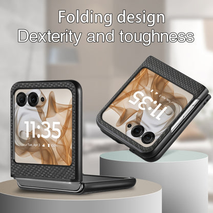 For Motorola Razr 50 Ultra Carbon Fiber Texture Leather Back Phone Case(Black) by buy2fix