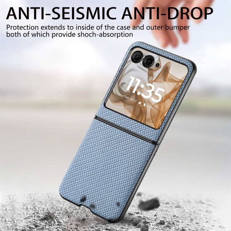 For Motorola Razr 50 Ultra Carbon Fiber Texture Leather Back Phone Case(Blue) by buy2fix