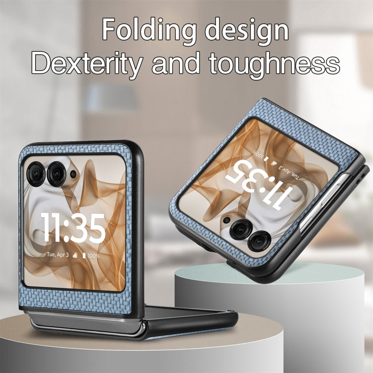 For Motorola Razr 50 Ultra Carbon Fiber Texture Leather Back Phone Case(Blue) by buy2fix