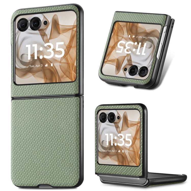 For Motorola Razr 50 Ultra Carbon Fiber Texture Leather Back Phone Case(Green) by buy2fix