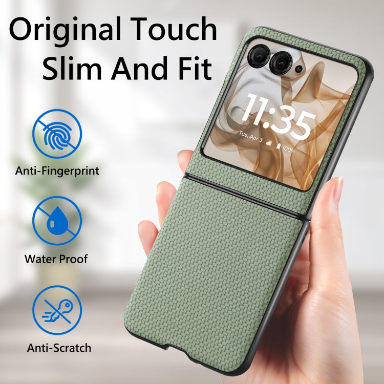 For Motorola Razr 50 Ultra Carbon Fiber Texture Leather Back Phone Case(Green) by buy2fix
