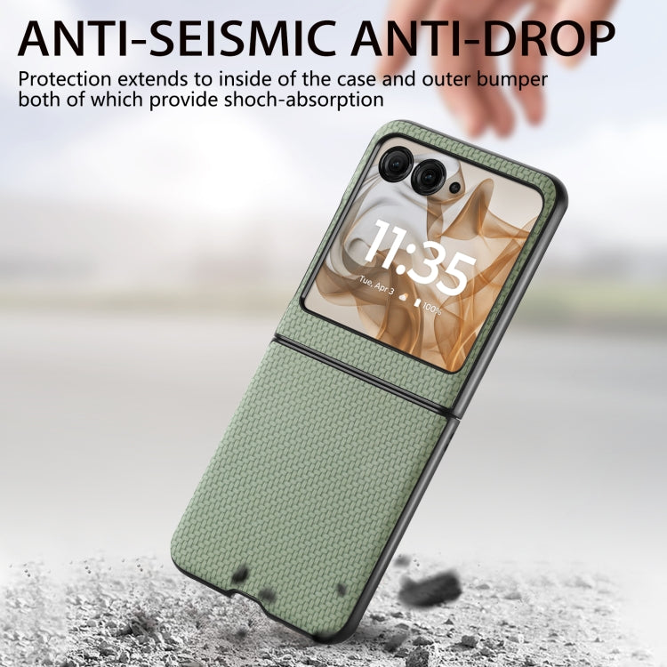 For Motorola Razr 50 Ultra Carbon Fiber Texture Leather Back Phone Case(Green) by buy2fix