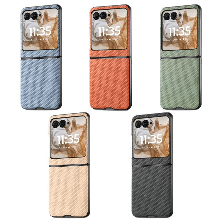 For Motorola Razr 50 Ultra Carbon Fiber Texture Leather Back Phone Case(Brown) by buy2fix