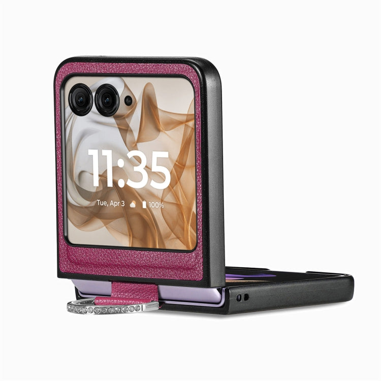 For Motorola Razr 50 Litchi Texture Leather Ring Fold Phone Case(Purple) by buy2fix