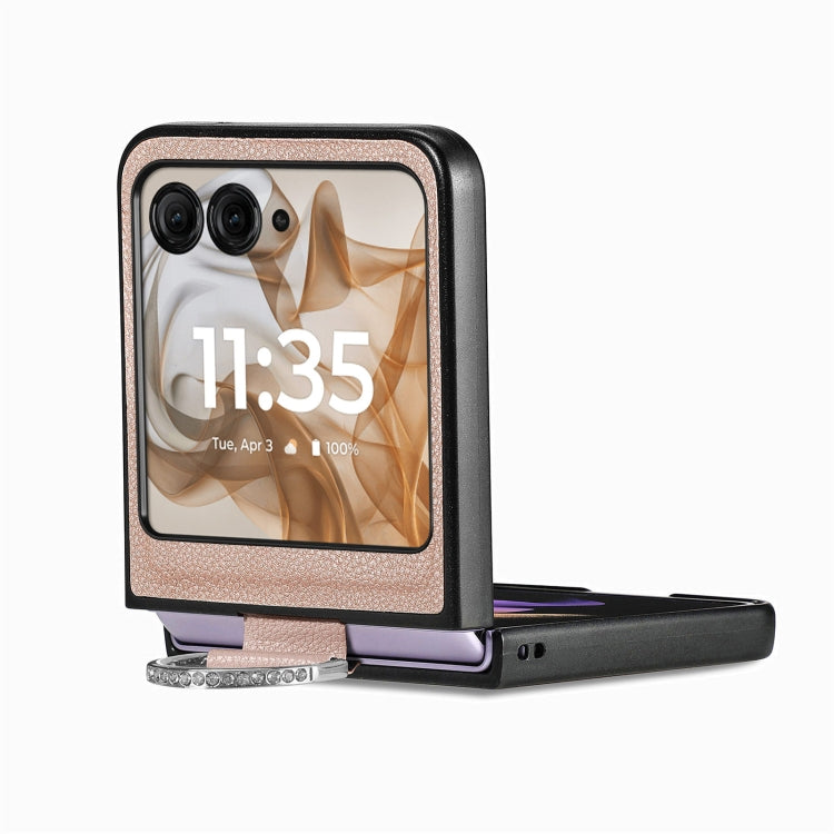 For Motorola Razr 50 Ultra Litchi Texture Leather Ring Fold Phone Case(Gray) by buy2fix