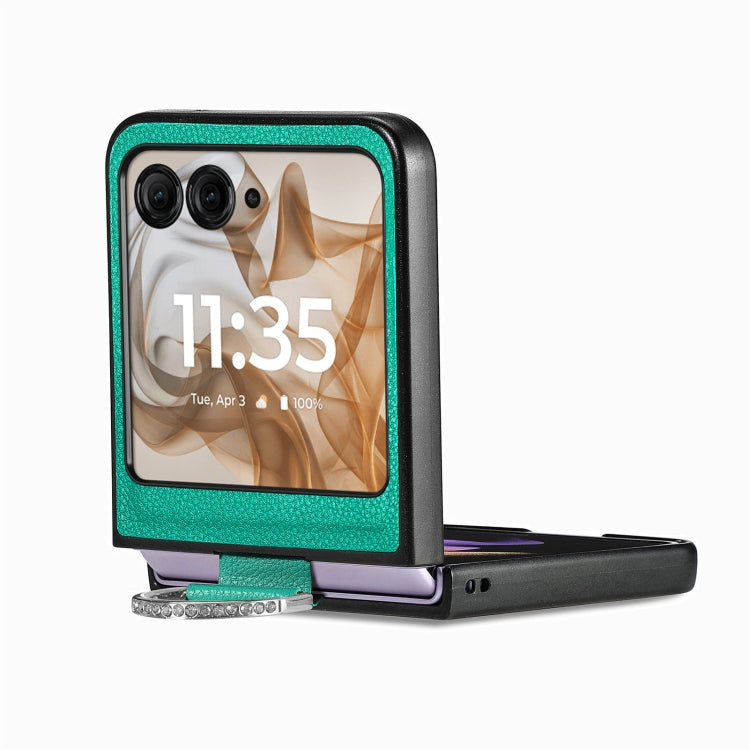 For Motorola Razr 50 Ultra Litchi Texture Leather Ring Fold Phone Case(Green) by buy2fix