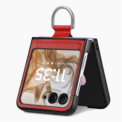 For Motorola Razr 50 Ultra Litchi Texture Leather Ring Fold Phone Case(Red) by buy2fix