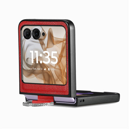 For Motorola Razr 50 Ultra Litchi Texture Leather Ring Fold Phone Case(Red) by buy2fix