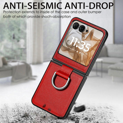 For Motorola Razr 50 Ultra Litchi Texture Leather Ring Fold Phone Case(Red) by buy2fix