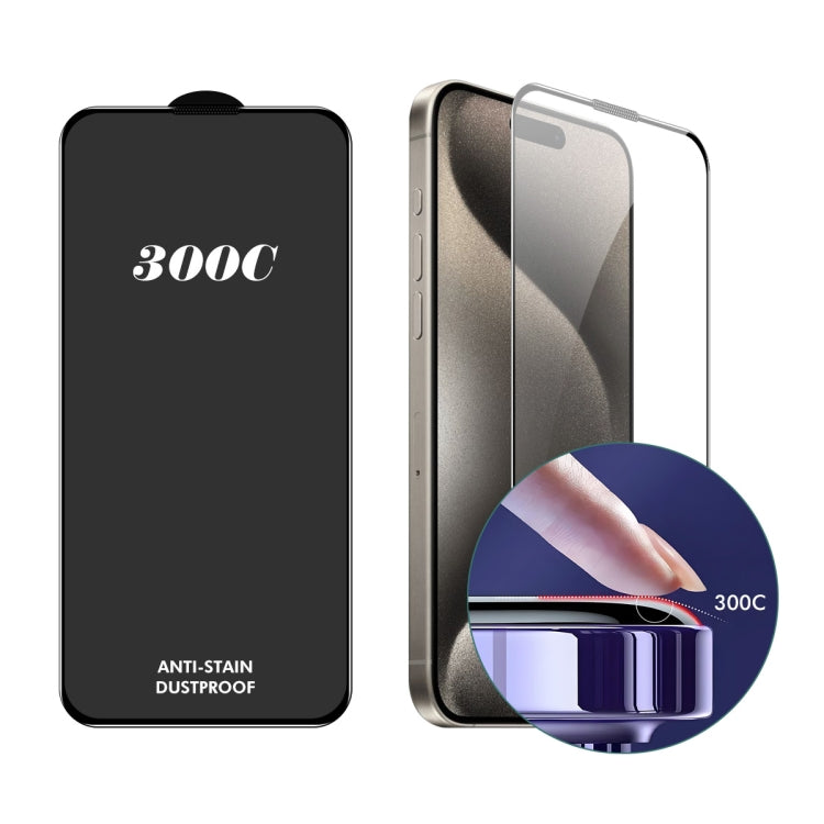 For iPhone 15 Pro Max ENKAY 300C Super Large Arc Full Coverage High Aluminum-silicon Tempered Glass Film by ENKAY