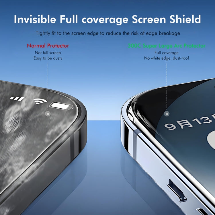 For iPhone 16 Pro Max 2pcs ENKAY 300C Super Large Arc Full Coverage High Aluminum-silicon Tempered Glass Film Black - iPhone 16 Pro Max Tempered Glass by ENKAY | Online Shopping UK | buy2fix