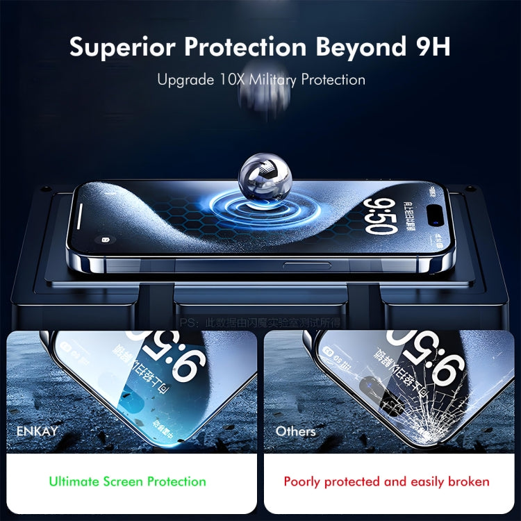 For iPhone 16 Pro Max 2pcs ENKAY 300C Super Large Arc Full Coverage High Aluminum-silicon Tempered Glass Film Black - iPhone 16 Pro Max Tempered Glass by ENKAY | Online Shopping UK | buy2fix