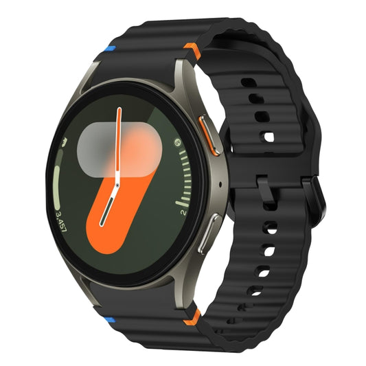 For Samsung Galaxy Watch 7 40 / 44mm Wave Pattern Stitched Silicone Watch Band(Black) - Watch Bands by buy2fix | Online Shopping UK | buy2fix