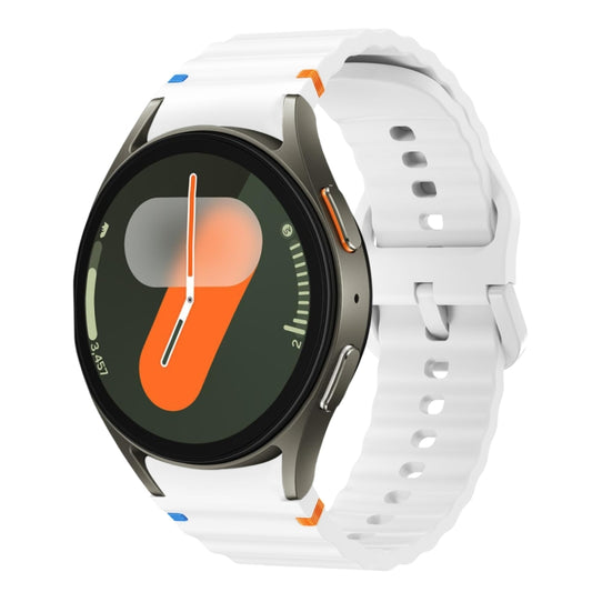 For Samsung Galaxy Watch 7 40 / 44mm Wave Pattern Stitched Silicone Watch Band(White) - Watch Bands by buy2fix | Online Shopping UK | buy2fix