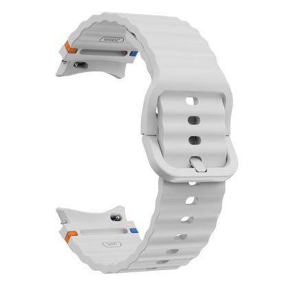 For Samsung Galaxy Watch 7 40 / 44mm Wave Pattern Stitched Silicone Watch Band(Light Gray) - Watch Bands by buy2fix | Online Shopping UK | buy2fix