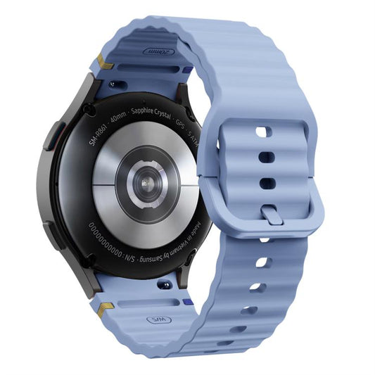 For Samsung Galaxy Watch 7 40 / 44mm Wave Pattern Stitched Silicone Watch Band(Light Blue) - Watch Bands by buy2fix | Online Shopping UK | buy2fix