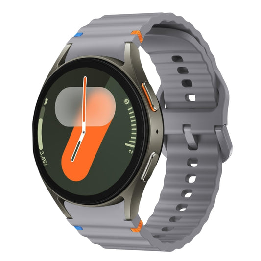 For Samsung Galaxy Watch 7 40 / 44mm Wave Pattern Stitched Silicone Watch Band(Dark Gray) - Watch Bands by buy2fix | Online Shopping UK | buy2fix