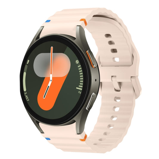 For Samsung Galaxy Watch 7 40 / 44mm Wave Pattern Stitched Silicone Watch Band(Pink) - Watch Bands by buy2fix | Online Shopping UK | buy2fix