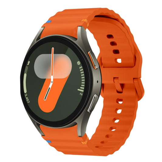 For Samsung Galaxy Watch 7 40 / 44mm Wave Pattern Stitched Silicone Watch Band(Orange) - Watch Bands by buy2fix | Online Shopping UK | buy2fix