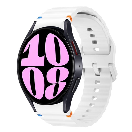 For Samsung Galaxy Watch 6 40 / 44mm Wave Pattern Stitched Silicone Watch Band(White) - Watch Bands by buy2fix | Online Shopping UK | buy2fix