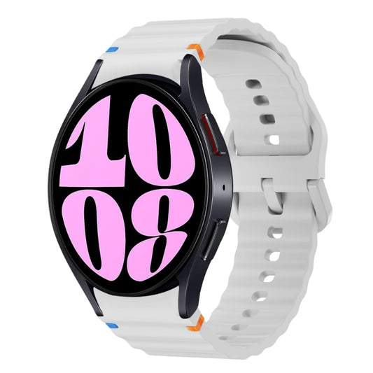 For Samsung Galaxy Watch 6 40 / 44mm Wave Pattern Stitched Silicone Watch Band(Light Gray) - Watch Bands by buy2fix | Online Shopping UK | buy2fix