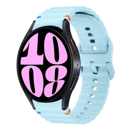 For Samsung Galaxy Watch 6 40 / 44mm Wave Pattern Stitched Silicone Watch Band(Light Blue) - Watch Bands by buy2fix | Online Shopping UK | buy2fix