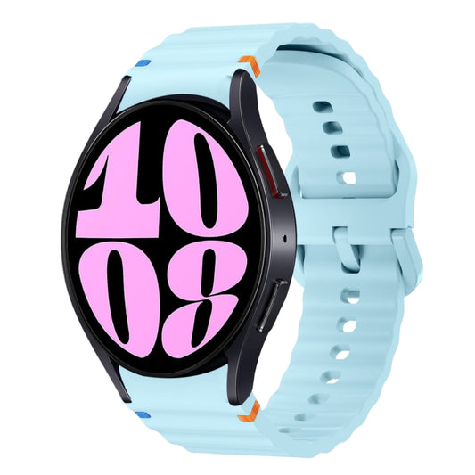 For Samsung Galaxy Watch 6 40 / 44mm Wave Pattern Stitched Silicone Watch Band(Light Blue) - Watch Bands by buy2fix | Online Shopping UK | buy2fix
