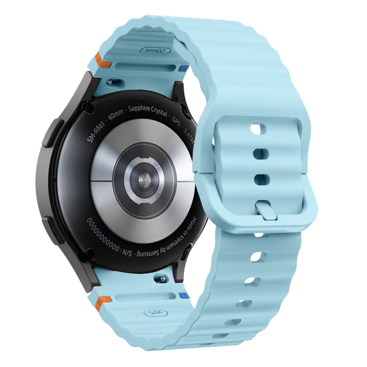 For Samsung Galaxy Watch 6 40 / 44mm Wave Pattern Stitched Silicone Watch Band(Light Blue) - Watch Bands by buy2fix | Online Shopping UK | buy2fix