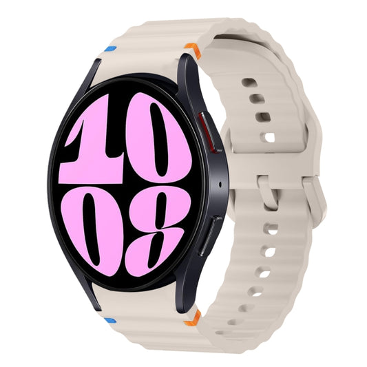 For Samsung Galaxy Watch 6 40 / 44mm Wave Pattern Stitched Silicone Watch Band(Starlight) - Watch Bands by buy2fix | Online Shopping UK | buy2fix