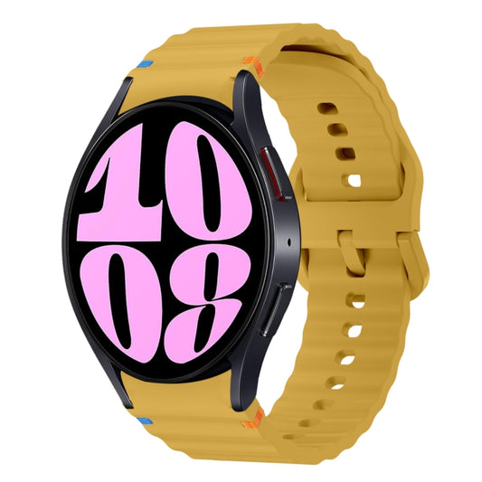 For Samsung Galaxy Watch 6 40 / 44mm Wave Pattern Stitched Silicone Watch Band(Yellow) - Watch Bands by buy2fix | Online Shopping UK | buy2fix