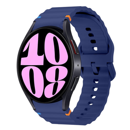 For Samsung Galaxy Watch 6 40 / 44mm Wave Pattern Stitched Silicone Watch Band(Dark Blue) - Watch Bands by buy2fix | Online Shopping UK | buy2fix