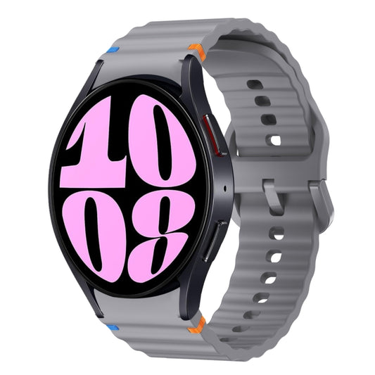 For Samsung Galaxy Watch 6 40 / 44mm Wave Pattern Stitched Silicone Watch Band(Dark Gray) - Watch Bands by buy2fix | Online Shopping UK | buy2fix