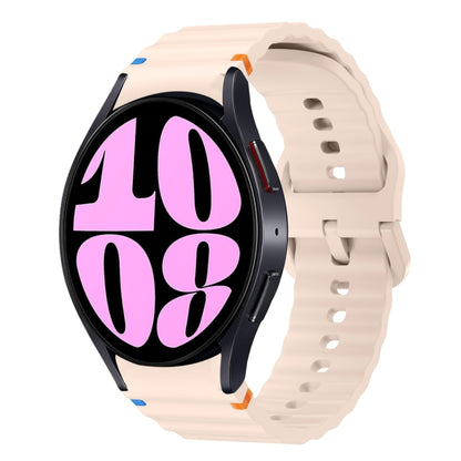 For Samsung Galaxy Watch 6 40 / 44mm Wave Pattern Stitched Silicone Watch Band(Pink) - Watch Bands by buy2fix | Online Shopping UK | buy2fix