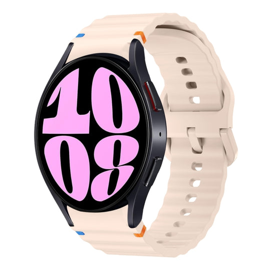 For Samsung Galaxy Watch 6 40 / 44mm Wave Pattern Stitched Silicone Watch Band(Pink) - Watch Bands by buy2fix | Online Shopping UK | buy2fix