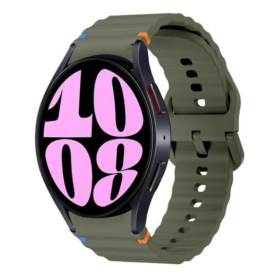 For Samsung Galaxy Watch 6 40 / 44mm Wave Pattern Stitched Silicone Watch Band(Army Green) - Watch Bands by buy2fix | Online Shopping UK | buy2fix