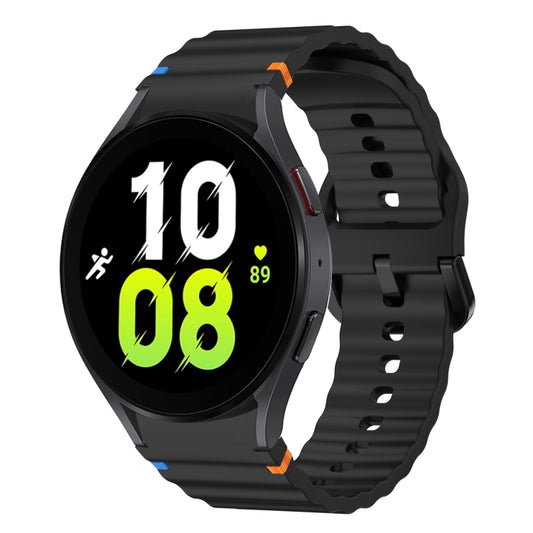 For Samsung Galaxy Watch 5 40 / 44mm Wave Pattern Stitched Silicone Watch Band(Black) - Watch Bands by buy2fix | Online Shopping UK | buy2fix