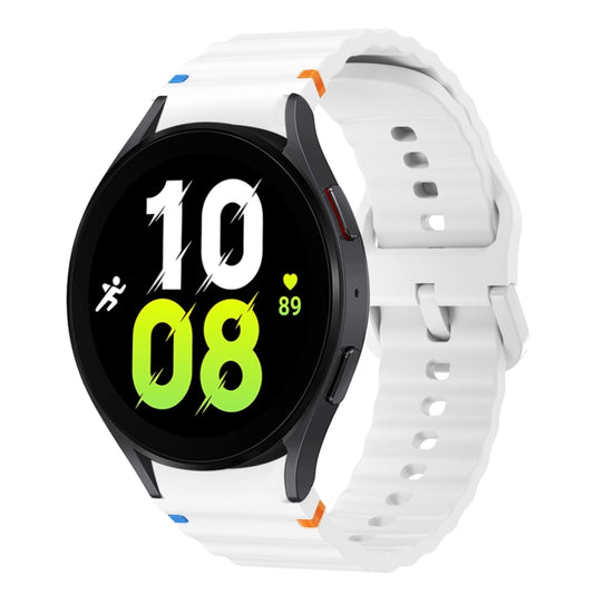 For Samsung Galaxy Watch 5 40 / 44mm Wave Pattern Stitched Silicone Watch Band(White) - Watch Bands by buy2fix | Online Shopping UK | buy2fix