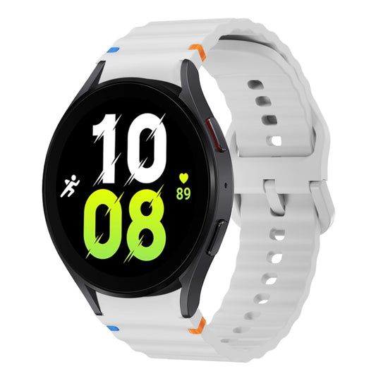 For Samsung Galaxy Watch 5 40 / 44mm Wave Pattern Stitched Silicone Watch Band(Light Gray) - Watch Bands by buy2fix | Online Shopping UK | buy2fix
