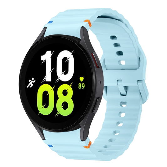 For Samsung Galaxy Watch 5 40 / 44mm Wave Pattern Stitched Silicone Watch Band(Light Blue) - Watch Bands by buy2fix | Online Shopping UK | buy2fix