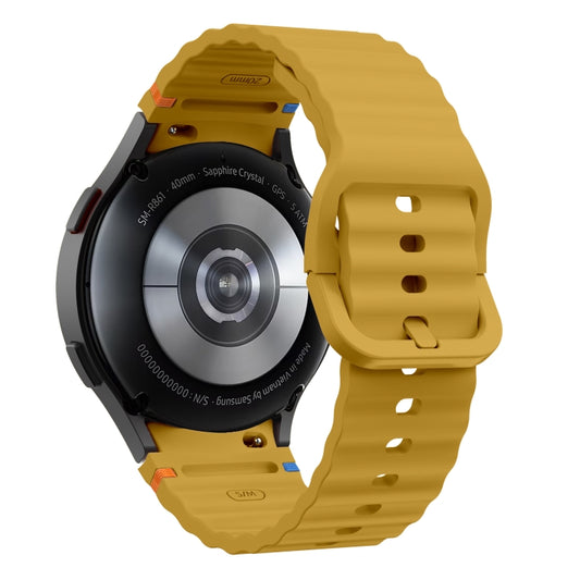 For Samsung Galaxy Watch 5 40 / 44mm Wave Pattern Stitched Silicone Watch Band(Yellow) - Watch Bands by buy2fix | Online Shopping UK | buy2fix