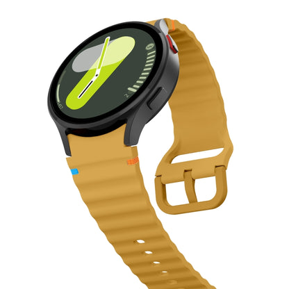 For Samsung Galaxy Watch 5 40 / 44mm Wave Pattern Stitched Silicone Watch Band(Yellow) - Watch Bands by buy2fix | Online Shopping UK | buy2fix