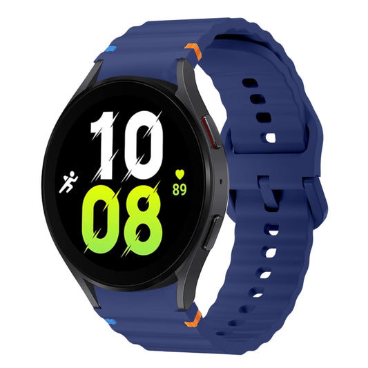 For Samsung Galaxy Watch 5 40 / 44mm Wave Pattern Stitched Silicone Watch Band(Dark Blue) - Watch Bands by buy2fix | Online Shopping UK | buy2fix