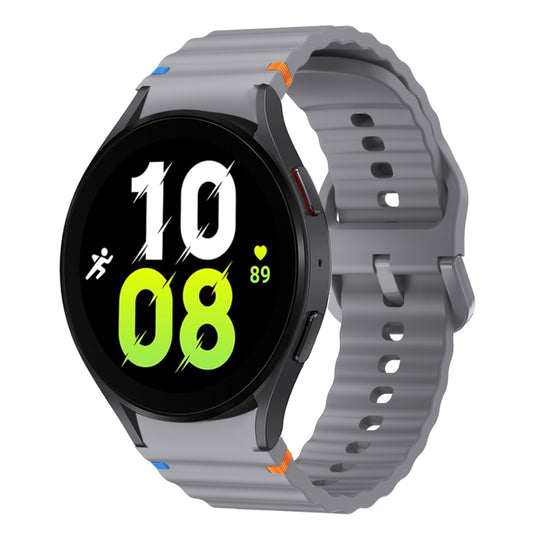 For Samsung Galaxy Watch 5 40 / 44mm Wave Pattern Stitched Silicone Watch Band(Dark Gray) - Watch Bands by buy2fix | Online Shopping UK | buy2fix
