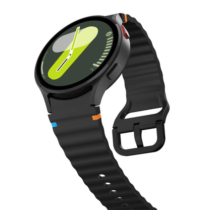 For Samsung Galaxy Watch 5 Pro Wave Pattern Stitched Silicone Watch Band(Black) - Watch Bands by buy2fix | Online Shopping UK | buy2fix