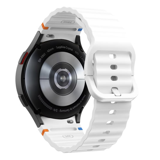For Samsung Galaxy Watch 5 Pro Wave Pattern Stitched Silicone Watch Band(White) - Watch Bands by buy2fix | Online Shopping UK | buy2fix