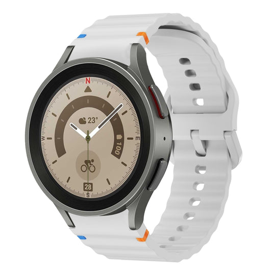 For Samsung Galaxy Watch 5 Pro Wave Pattern Stitched Silicone Watch Band(Light Gray) - Watch Bands by buy2fix | Online Shopping UK | buy2fix