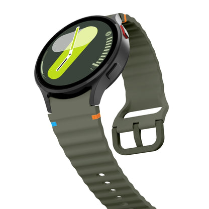 For Samsung Galaxy Watch 5 Pro Wave Pattern Stitched Silicone Watch Band(Army Green) - Watch Bands by buy2fix | Online Shopping UK | buy2fix