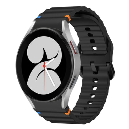 For Samsung Galaxy Watch 4 40 / 44mm Wave Pattern Stitched Silicone Watch Band(Black) - Watch Bands by buy2fix | Online Shopping UK | buy2fix