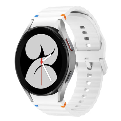 For Samsung Galaxy Watch 4 40 / 44mm Wave Pattern Stitched Silicone Watch Band(White) - Watch Bands by buy2fix | Online Shopping UK | buy2fix